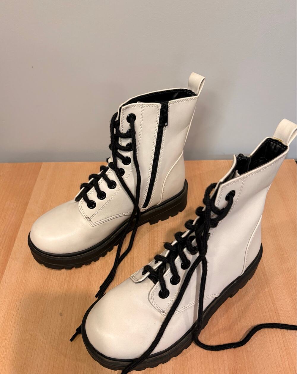 Women's White Faux Leather Boots